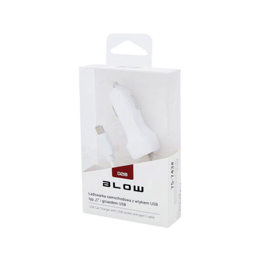 Blow DM-743 Φορτιστής Αυτοκινήτου 2.1Α με Καλώδιο USB Type C & Θύρα USB - Image 2