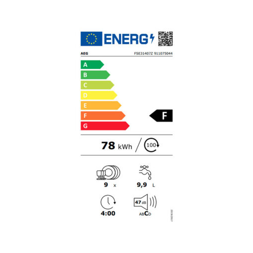 AEG FSE31407Z Εντοιχιζόμενο Πλυντήριο Πιάτων για 9 Σερβίτσια 45cm Λευκό - Image 3
