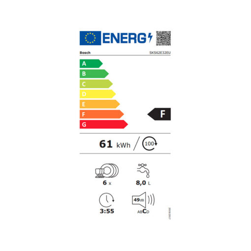 Bosch SKS62E32EU Πλυντήριο Πιάτων Πάγκου για 6 Σερβίτσια 55cm Λευκό - Image 4
