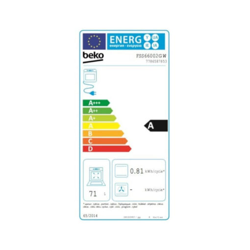 Beko FSS66002GW Κουζίνα 71lt με Εμαγιέ Εστίες - Image 3