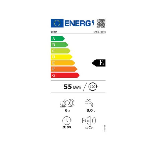 Bosch SKS6ITB00E Πλυντήριο Πιάτων Πάγκου για 6 Σερβίτσια 55cm Μαύρο - Image 4