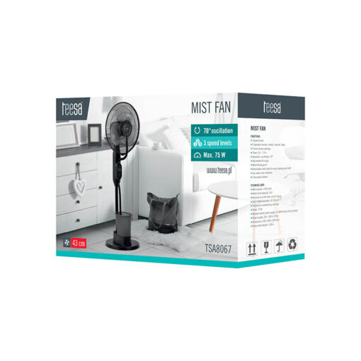 Teesa TSA8067 Ανεμιστήρας Ορθοστάτης Υδρονέφωσης 75W Διαμέτρου 43cm με Τηλεχειριστήριο - Image 6