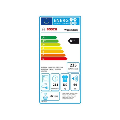 Bosch WQG23108GR Στεγνωτήριο 8kg A++ με Αντλία Θερμότητας - Image 4