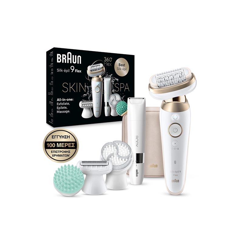 Braun Silk-Epil 9 Flex SES9-481/3D Αποτριχωτική Μηχανή Epilator για Πρόσωπο, Σώμα & Μπικίνι