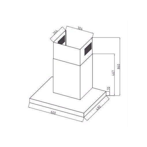 Davoline Raven Pro Απορροφητήρας Καμινάδα 60cm Μαύρος - Image 4