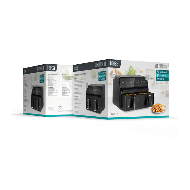 Teesa TSA8089 Φριτέζα Αέρος με Διπλό Αποσπώμενο Κάδο 8lt - Image 3