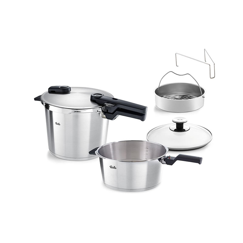 Fissler Vitaquick Premium Set Quattro Χύτρες Ταχύτητας 6 & 3.5lt Με Καλάθι Ατμού (60241013090)