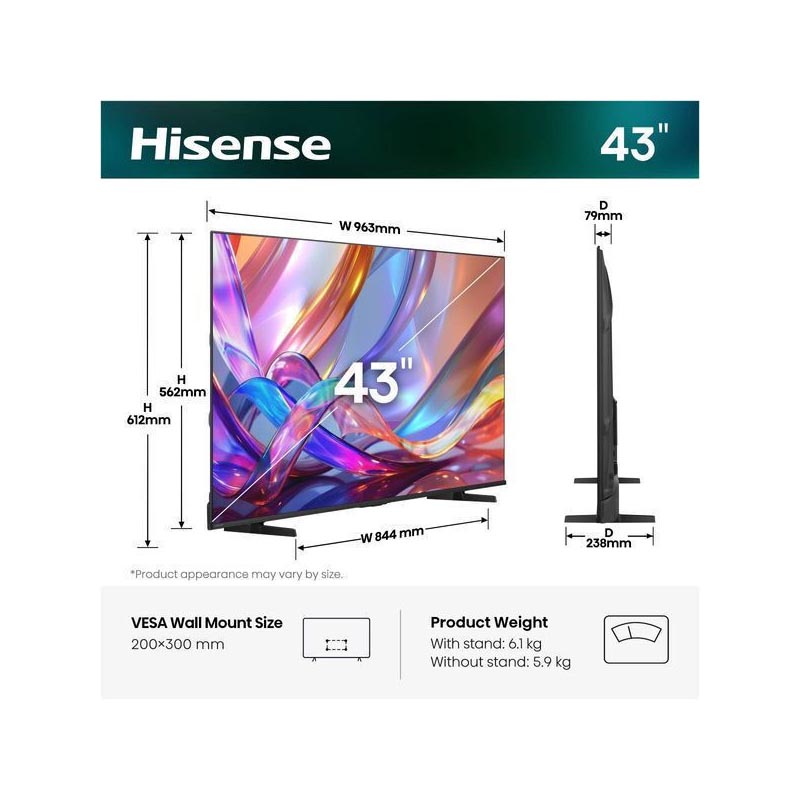 Hisense 43E7S Τηλεόραση Smart 43" 4K UHD QLED HDR (2026) - Image 2